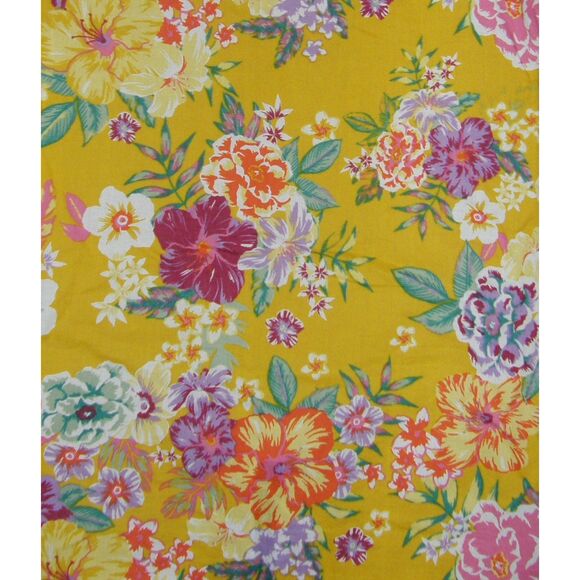 Golden Yellow Floral Plus Sz 28 Cotton Pintucked Button Up Tunic Shirt ROAMAN'S - Picture 8 of 8